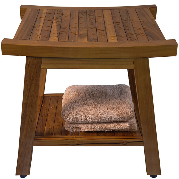 Foundstone™ Vince 20'' W Teak Adjustable Leg Shower Bench Storage
